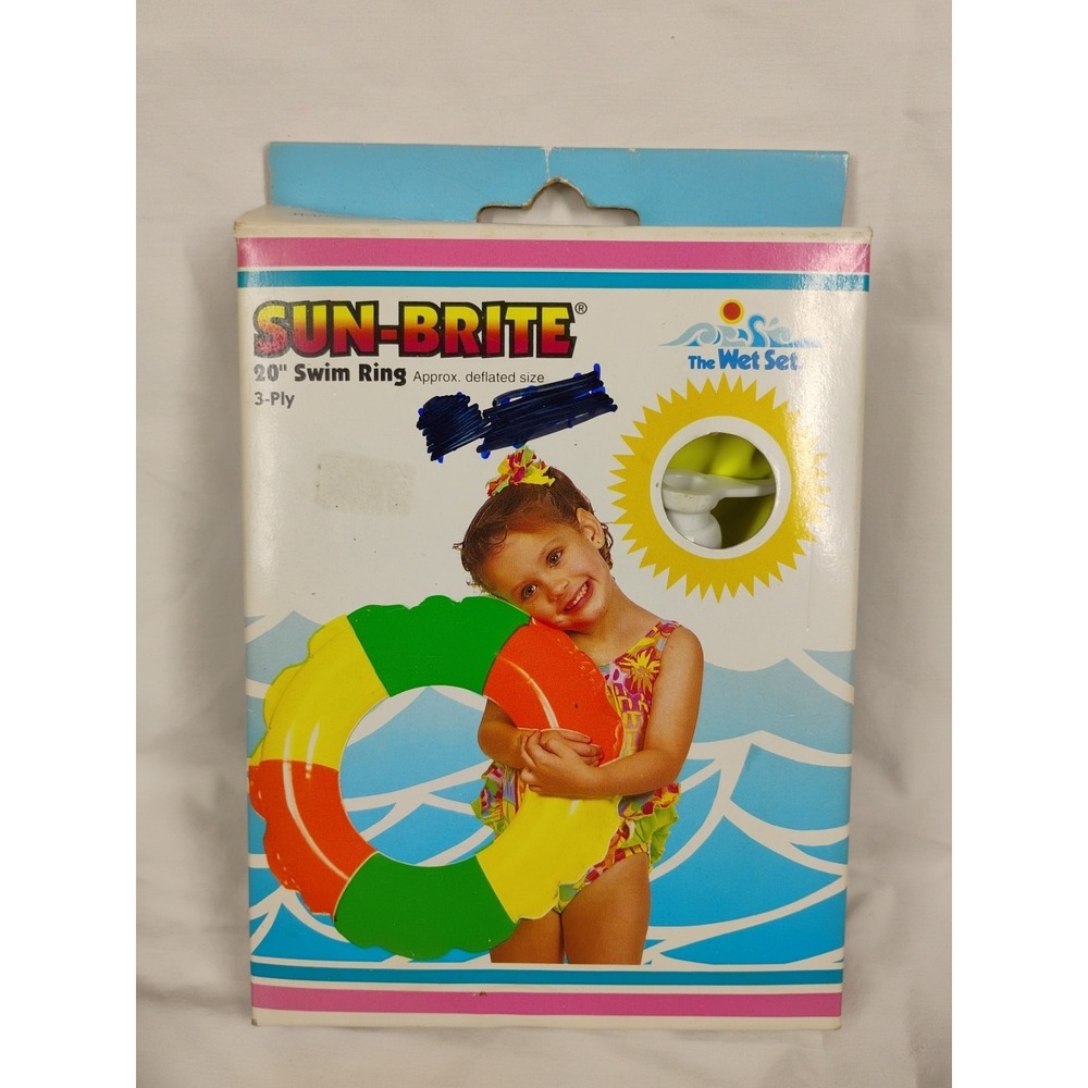 Intex The Wet Set Sun Brite 20" Swim Ring NOS NIB Vintage 1994 Rare Neon Colors